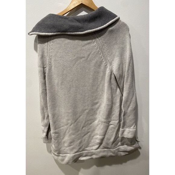 Soft Surroundings Gray Knit Asymmetric Zip Neck Tunic Sweater Woman’s Size P XL - Picture 4 of 8